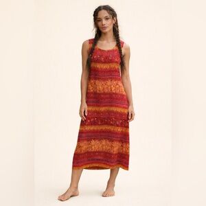 90’s rayon tie back maxi dress with side slits